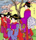 御殿山の花見駕籠　 右　　喜多川歌麿